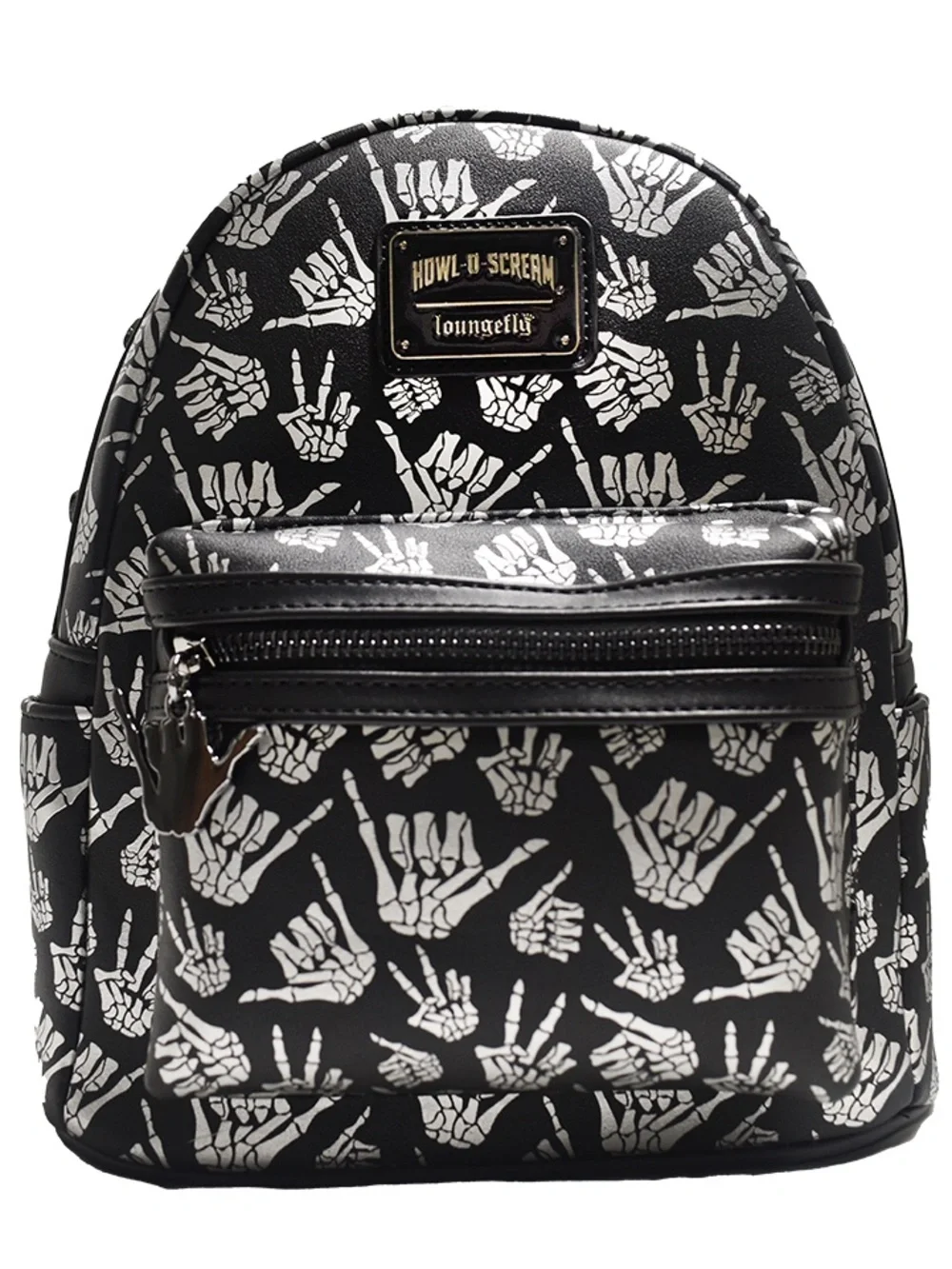 Loungefly Black & White Howl-O-Scream Skeleton Hand Mini Backpack